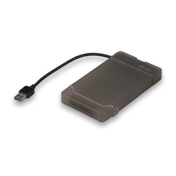 I-TEC MySafe USB-A Easy 2,5" HDD/SSD-ulkoisen aseman kotelo, 1-paikkainen, USB 3.2 Gen 1, SATA 6 Gb/s, integroitu 0,15 m kaapeli, musta