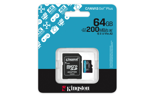 Kingston Canvas Go! Plus Gen4 64 Gt MicroSD -muistikortti + SD-adapteri