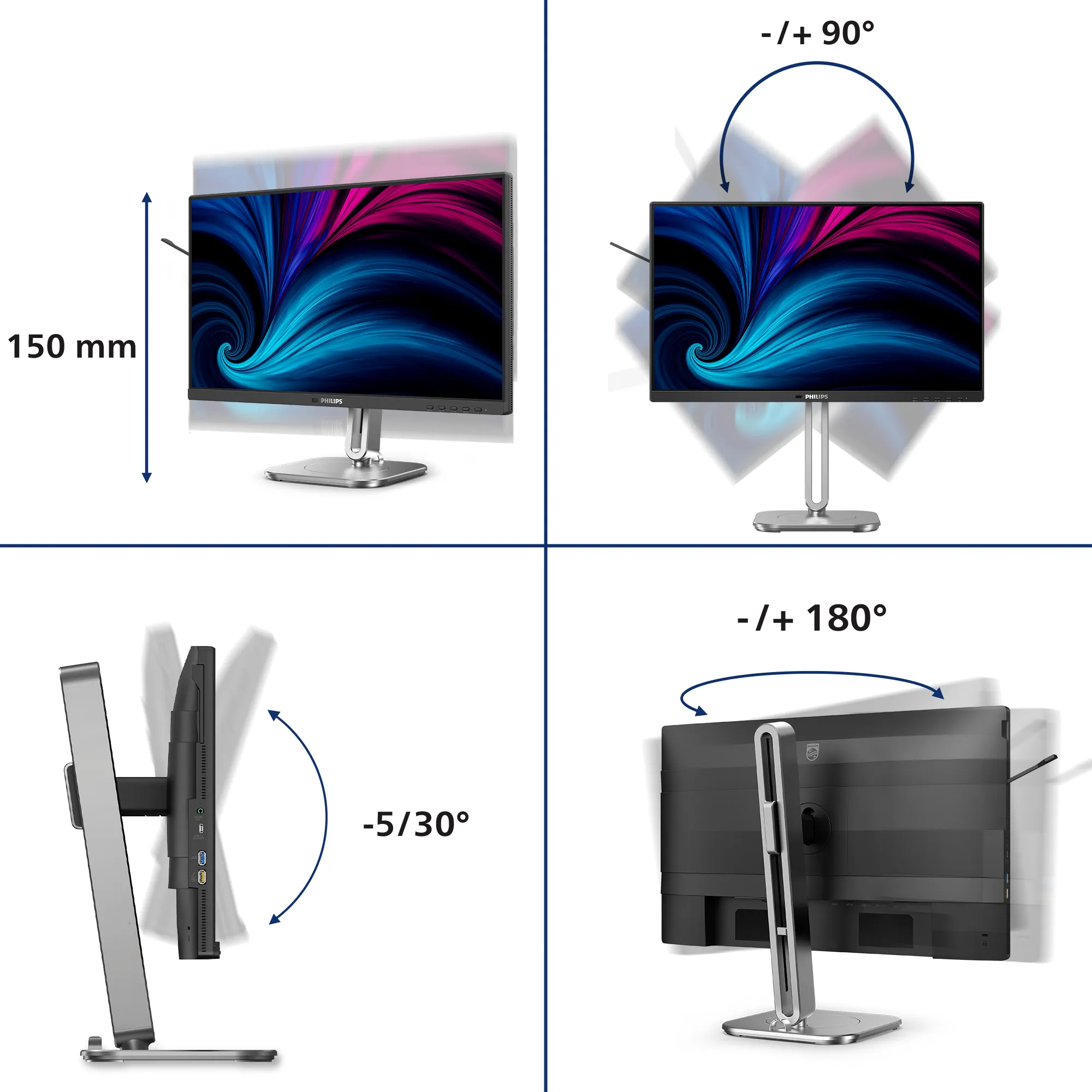 Philips 24" 24B2U4301/00 Full HD, USB-C, IPS -näyttö Philips 24" 24B2U4301/00 Full HD, USB-C, IPS -näyttö