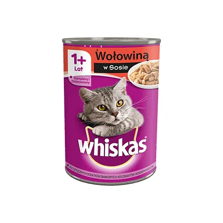 Whiskas Beef in Sauce, Kissan m&auml;rk&auml;ruoka, Adult, 400 g