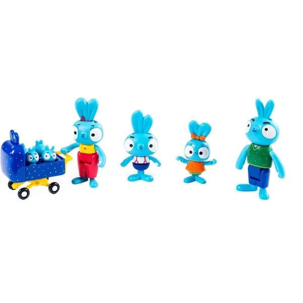 Spin Master Brave Bunnies Family 5 Pack Bunny Family Action Figures Toy (Ma, Pa, Bop, Boo and the Babies in the Stroller Toys for Boys and Girls Aged 3+)
