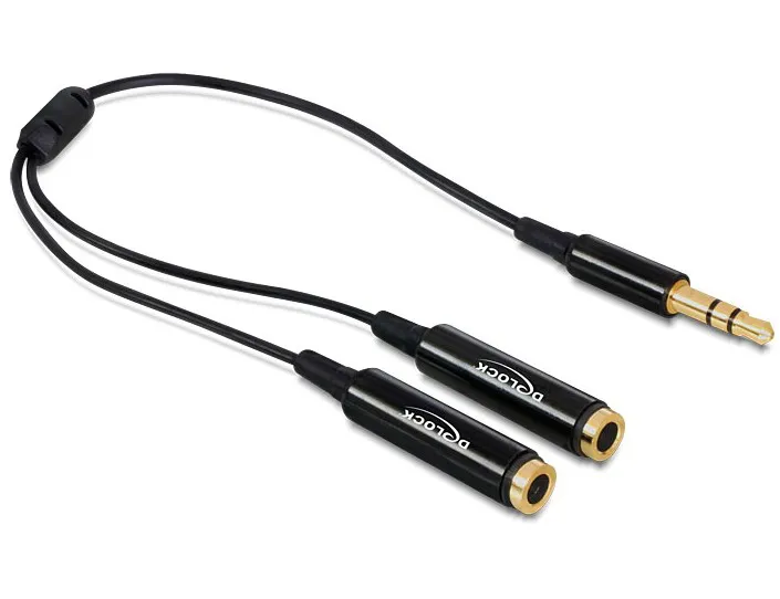 Delock Cable audio splitter stereo jack male 3.5 mm 3 pin > 2 x stereo