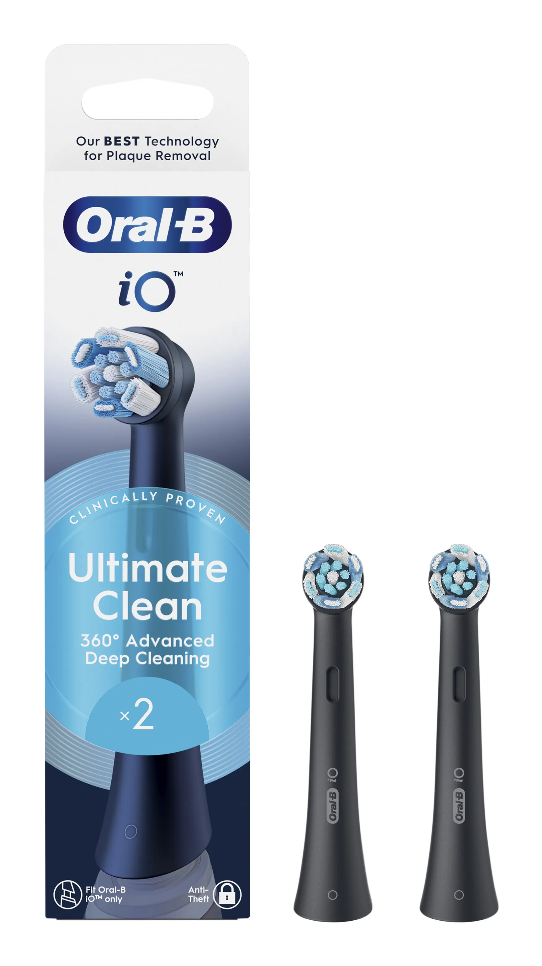 Oral-B iO Ultimate Clean Ersättningsborsthuvuden, 2 stycken, Svart Oral-B iO Ultimate Clean Ersättningsborsthuvuden, 2 stycken, Svart