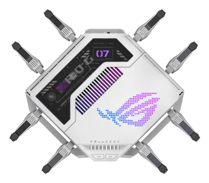 Asus ROG Rapture GT-BE19000 -pelireititin, Wi-Fi 7, BE19000, Tri-band, valkoinen