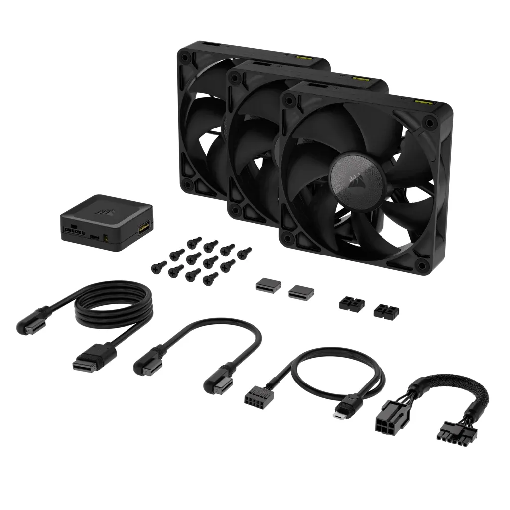 CORSAIR iCUE LINK RX120, 120mm, PWM -case fan, 3 pack, black