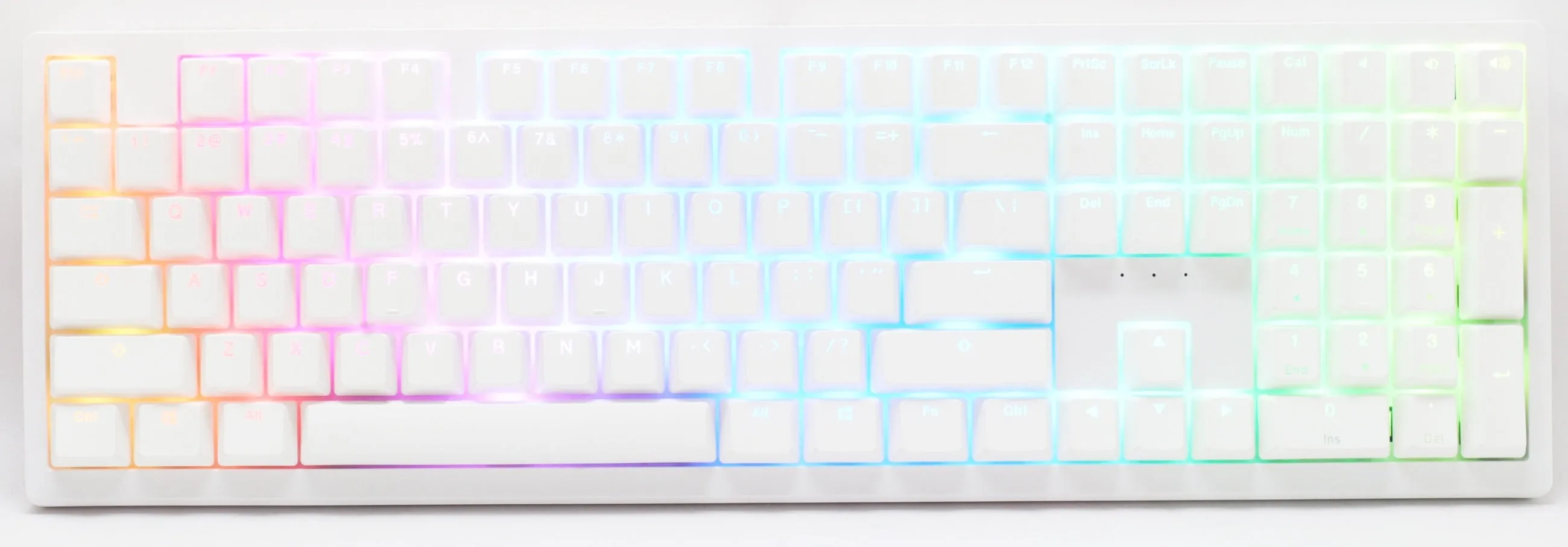 Ducky Zero, Fullsize, Cherry MX2A Brown, RGB -langaton (Tri-mode) pelinäppäimistö, valkoinen