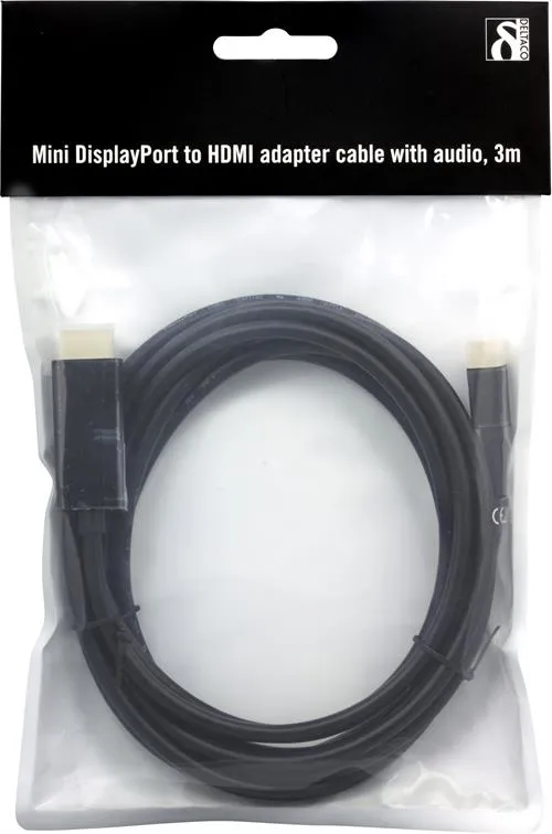 DELTACO mini DisplayPort - HDMI-monitorikaapeli,jossa ääni, ur-ur, 3