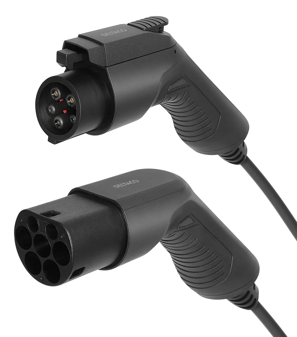 DELTACO e-Charge, cable type 2 - type 1, 1 phase, 16A, 10M - electric car charging cable