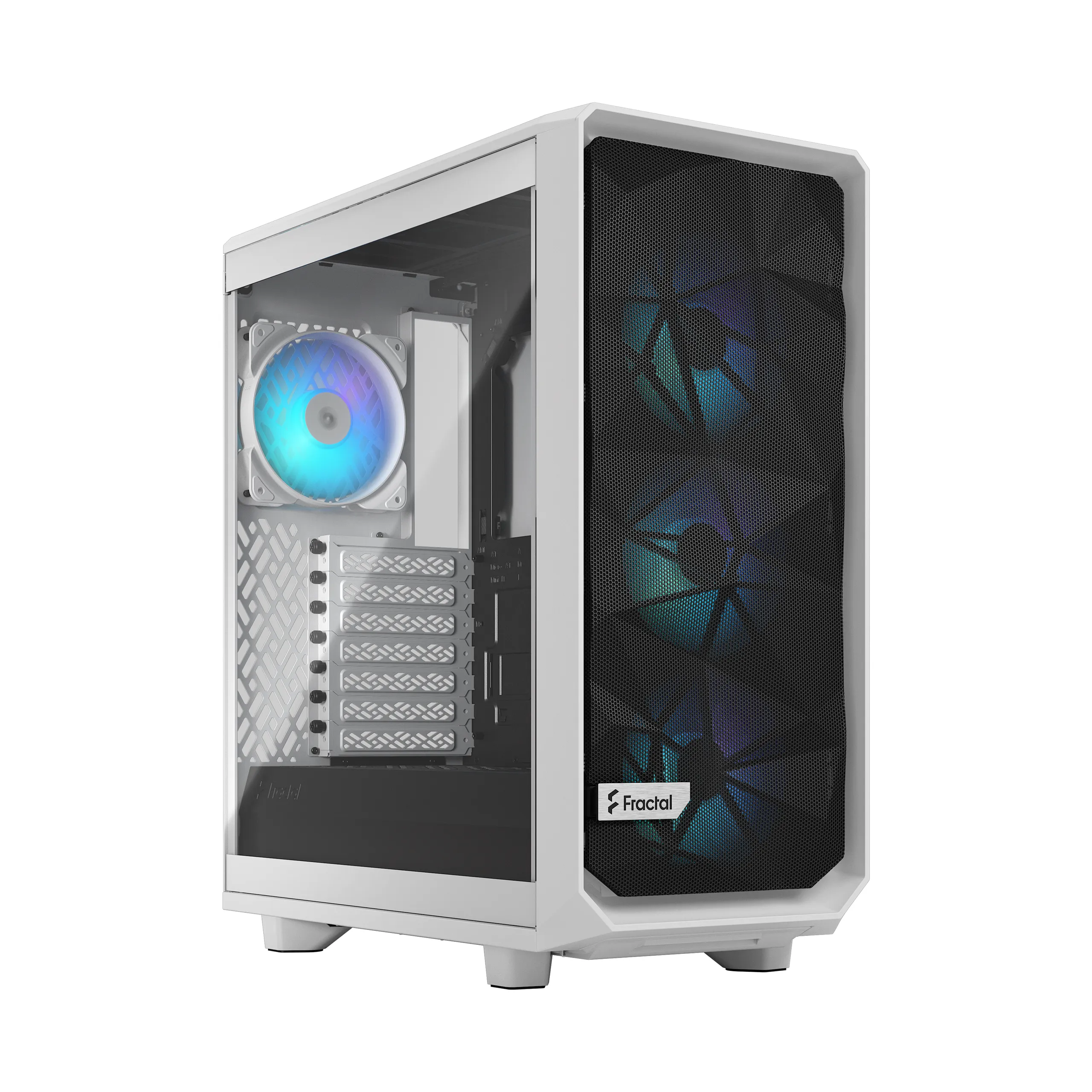 Fractal Design Meshify 2 Compact RGB Midi-Tower Case with RGB lighting and window, White