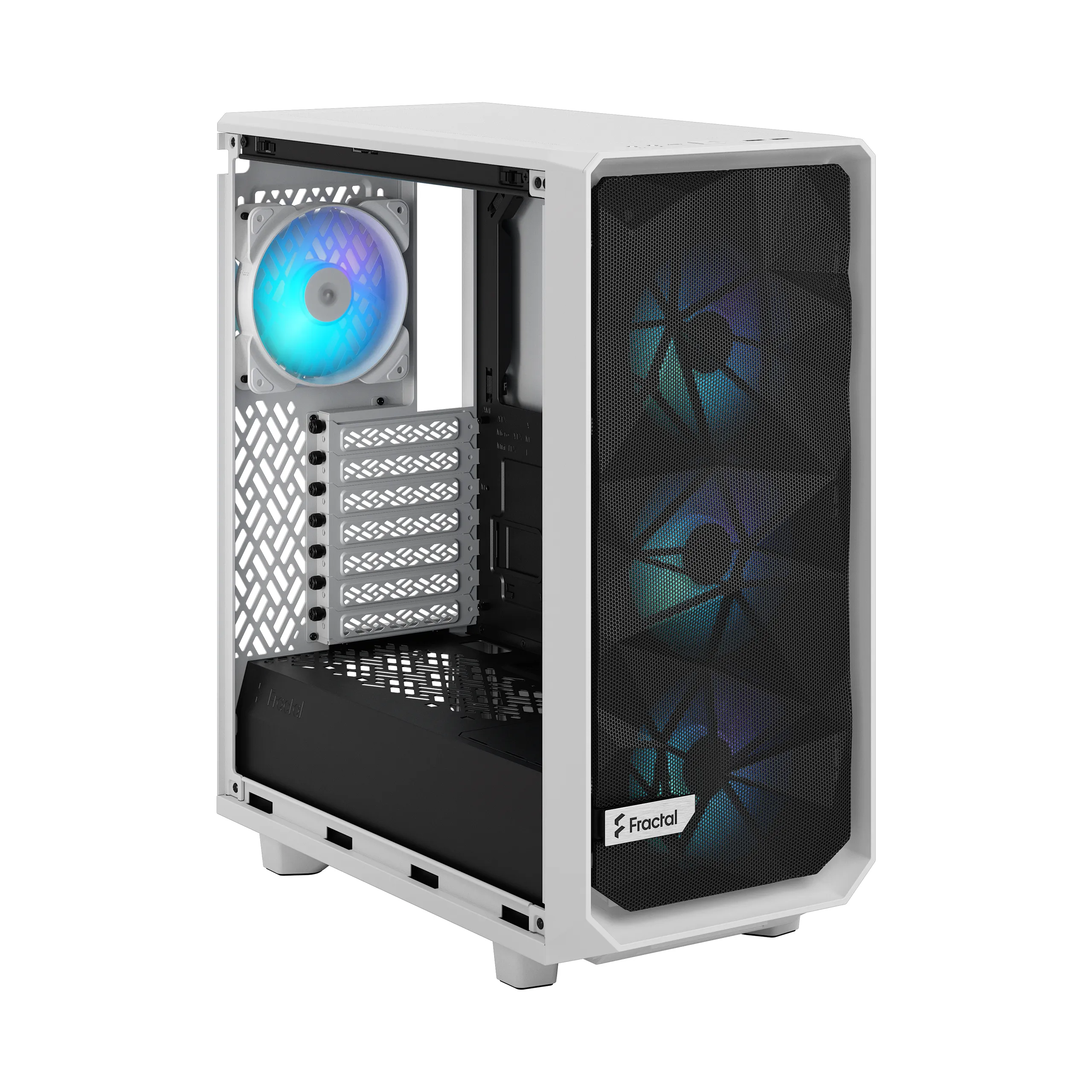 Fractal Design Meshify 2 Compact RGB Midi-Tower Case with RGB lighting and window, White
