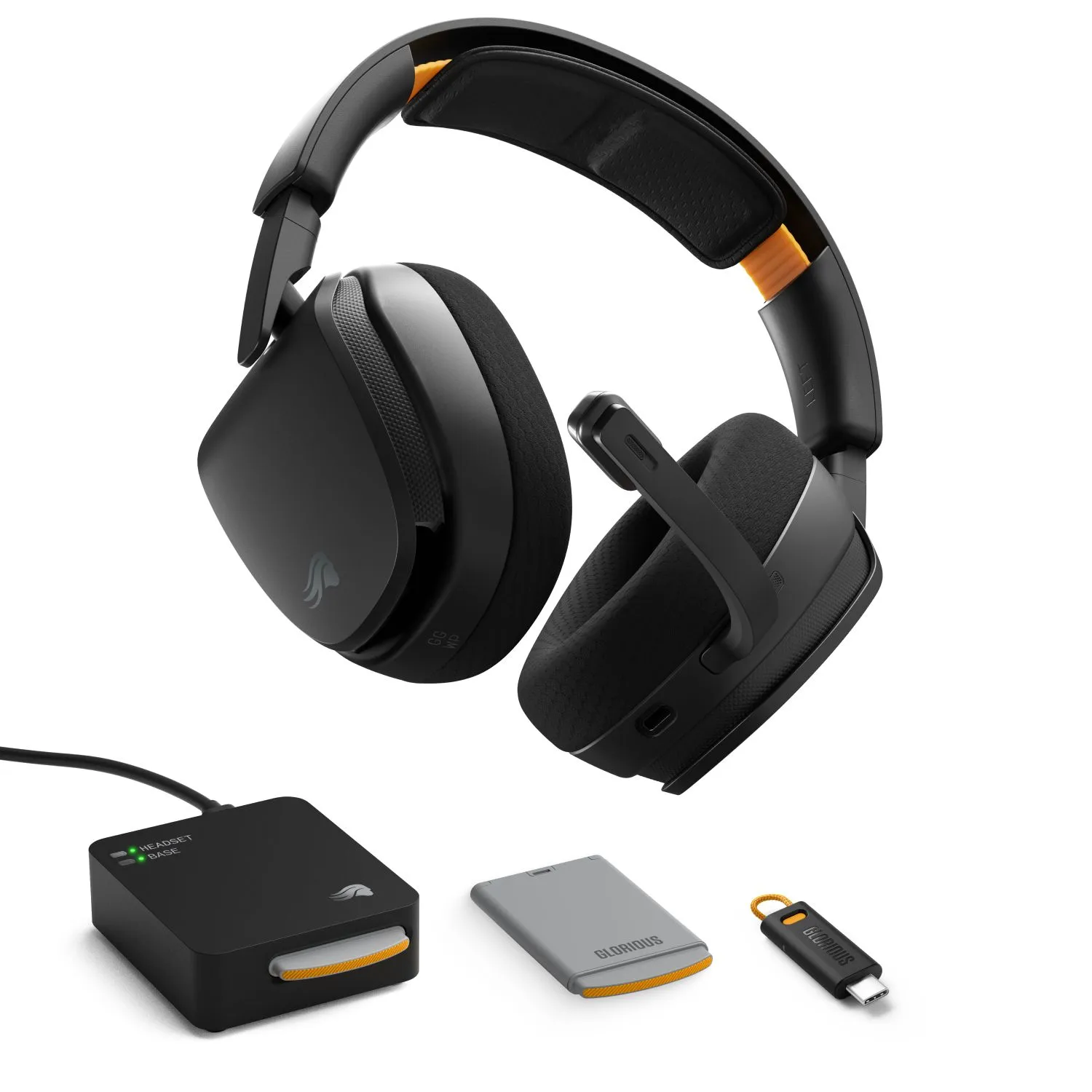 Glorious GHS Wireless InfinitePlay Wireless Gaming Headset with Charging Base, Black