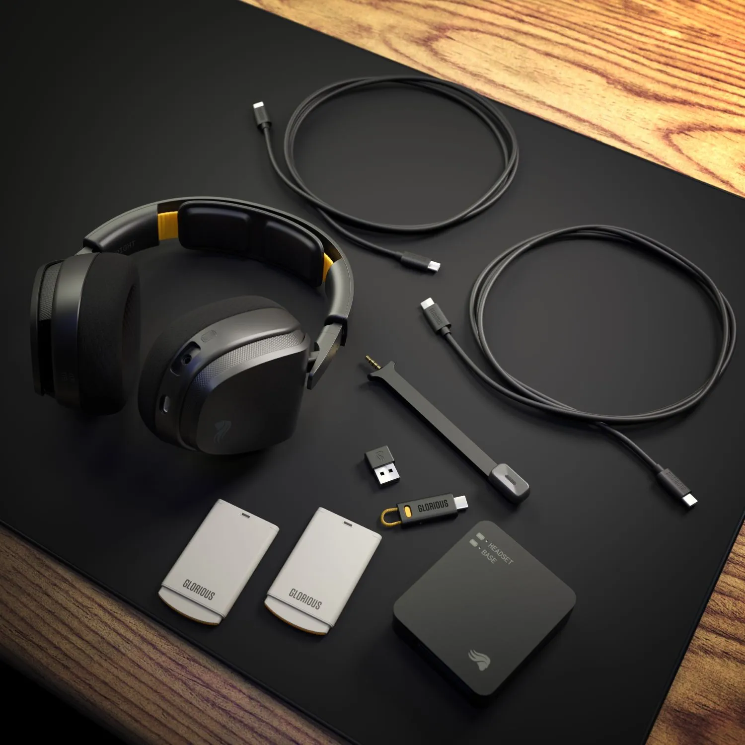 Glorious GHS Wireless InfinitePlay Wireless Gaming Headset with Charging Base, Black
