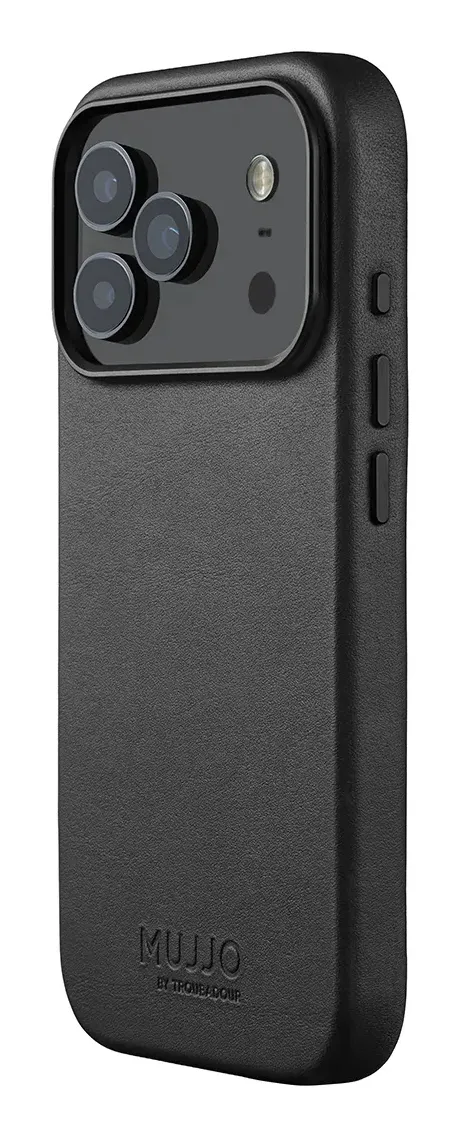 Mujjo Full Leather MagSafe, iPhone 17 Pro -suojakuori, musta