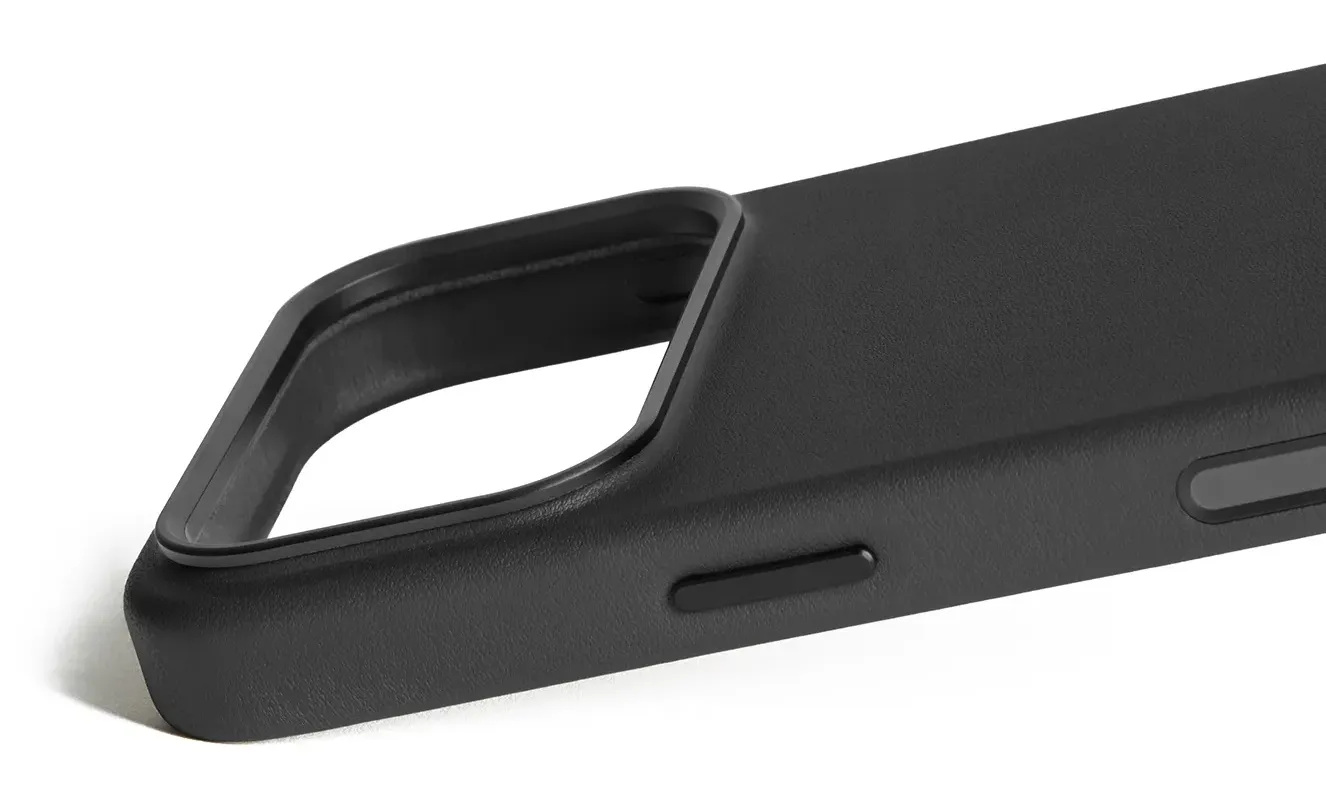 Mujjo Full Leather MagSafe, iPhone 17 Pro -suojakuori, musta