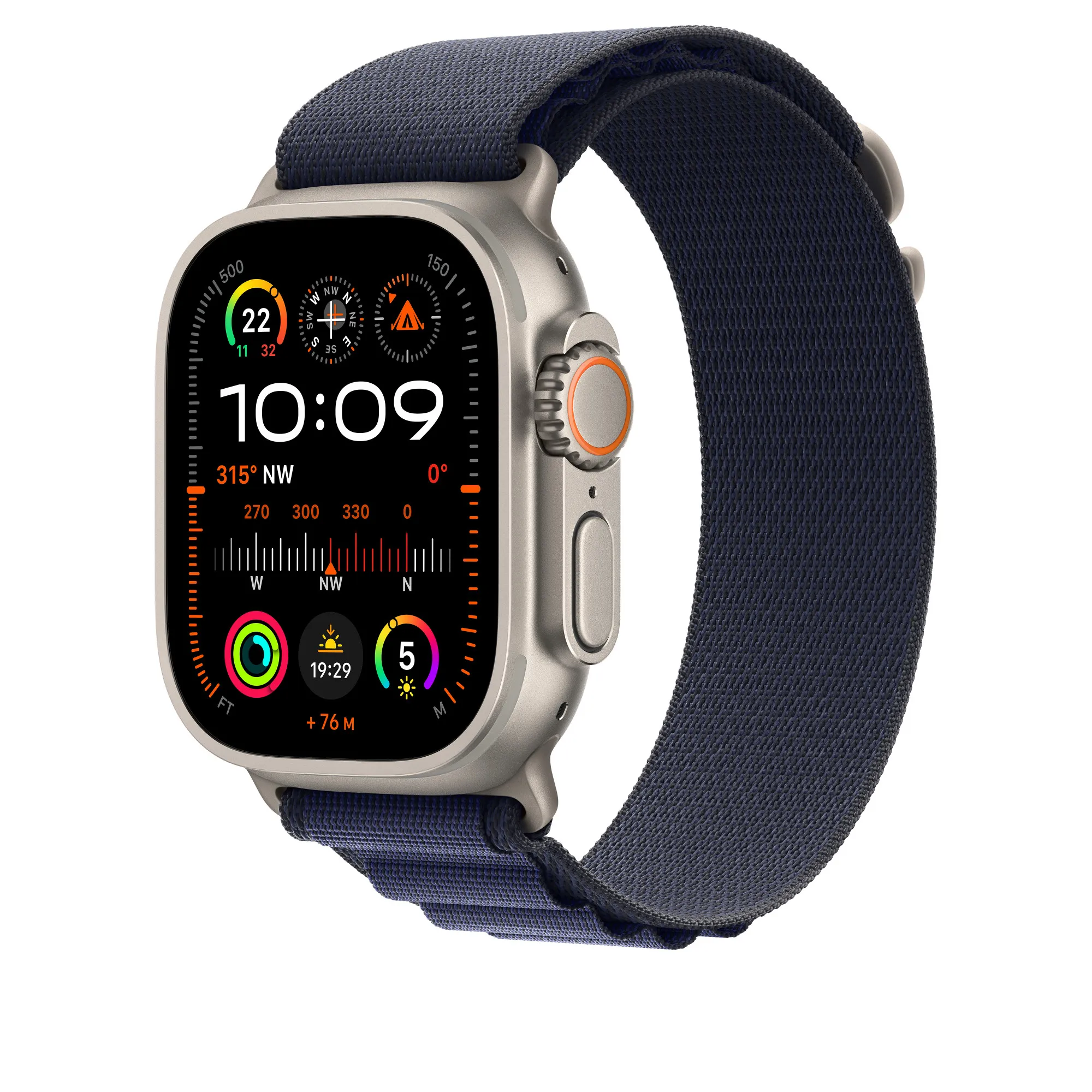 Apple Watch 49mm - Alpine Loop, Navy / Natural Titanium, Large