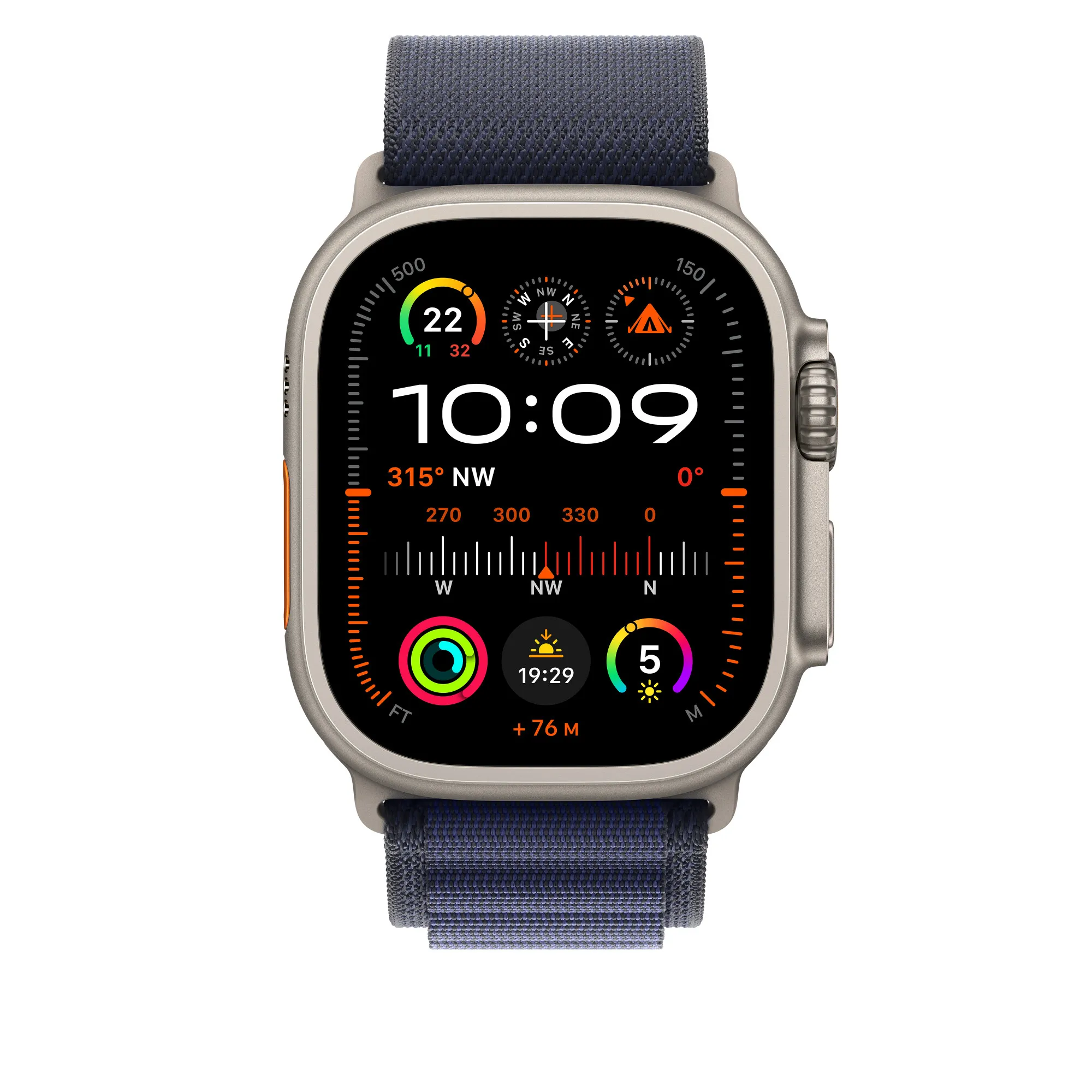 Apple Watch 49mm - Alpine Loop, Navy / Natural Titanium, Large