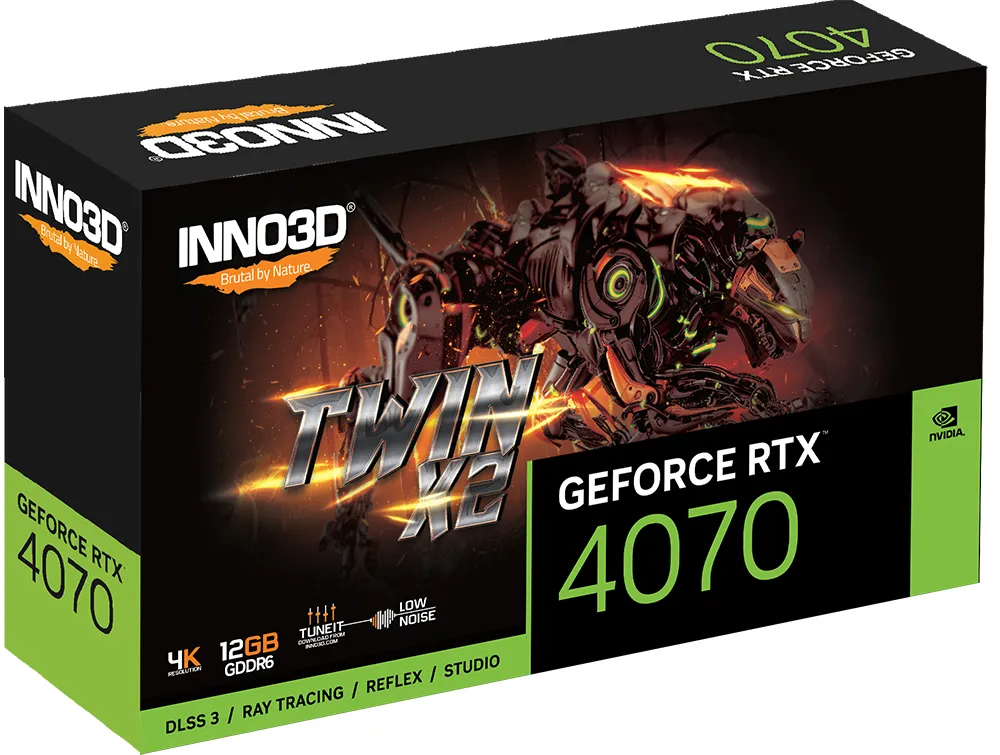 INNO3D GeForce RTX 4070 Twin X2 12GB GDDR6 3xDP 1xHDMI