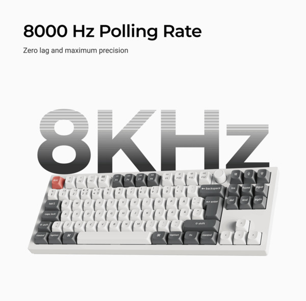 Keychron Q3 Ultra 80% 8K Wireless Mechanical Gaming Keyboard, POM Red, White