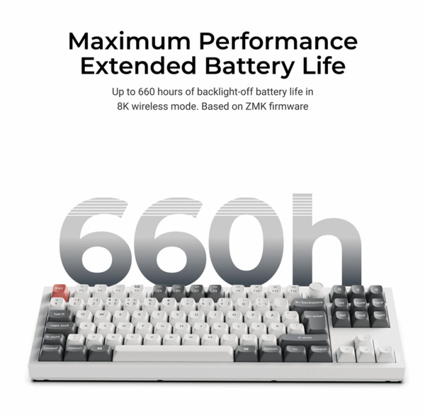 Keychron Q3 Ultra 80% 8K Wireless Mechanical Gaming Keyboard, POM Red, White