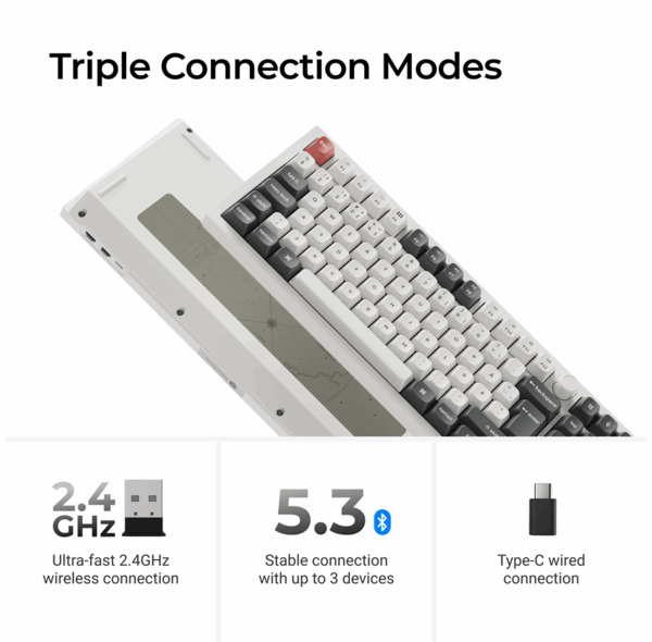 Keychron Q3 Ultra 80% 8K Wireless Mechanical Gaming Keyboard, POM Red, White