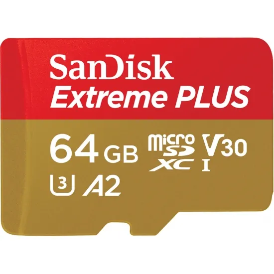 SanDisk Extreme Plus 64 Gt MicroSDXC -muistikortti + SD-adapteri