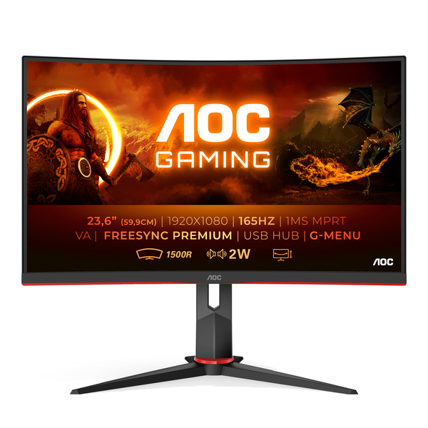 AOC 23.6" C24G2U/BK, Full HD, VA - curved gaming monitor