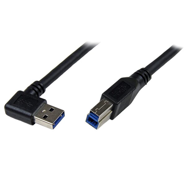 StarTech USB 3.2 Gen 1 right-angled USB-A to USB-B cable, 1 m, Black