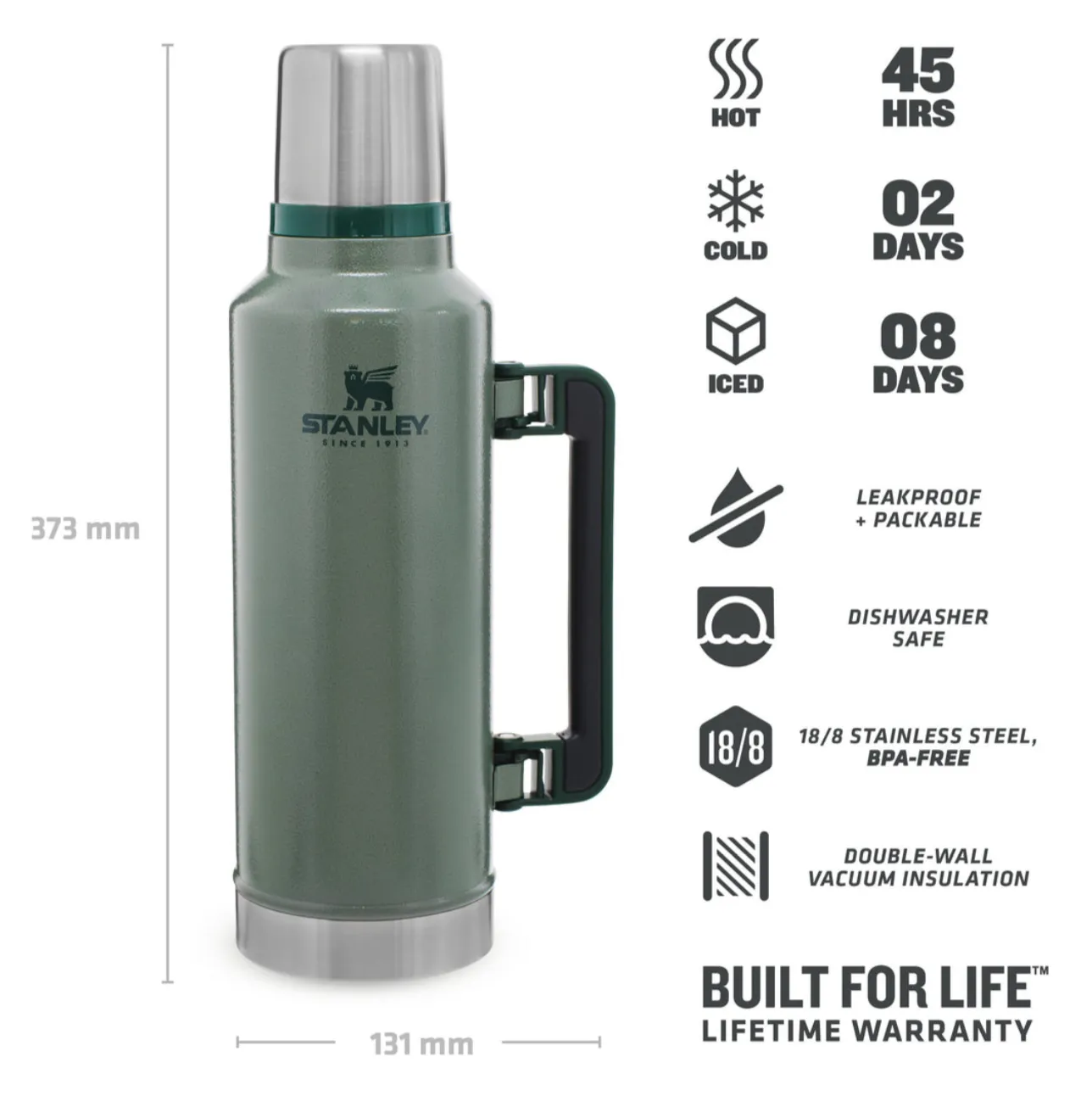 Stanley Classic Bottle XL 1,9 L Hammertone Green