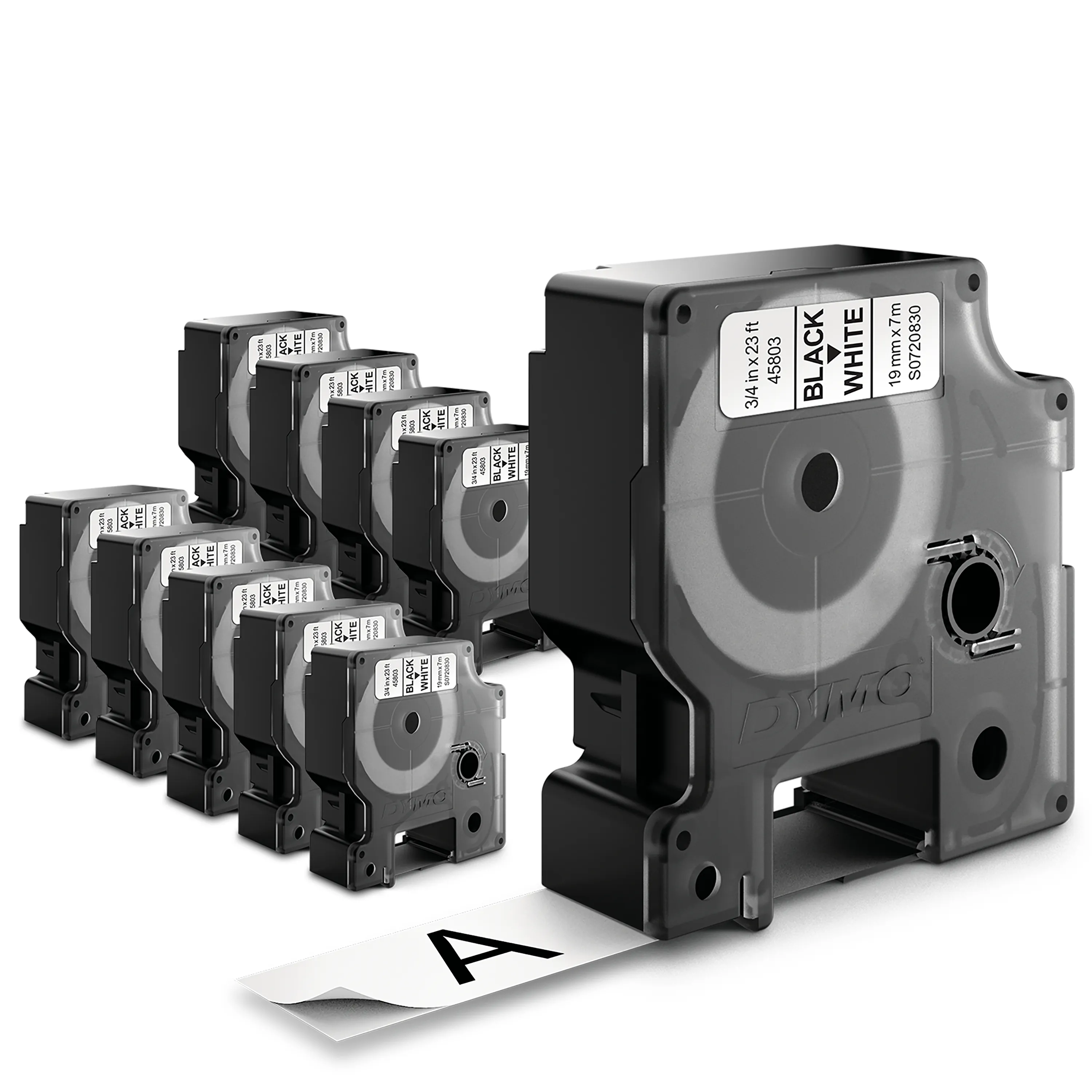 Tape D1 19mmx7m black/white (10)