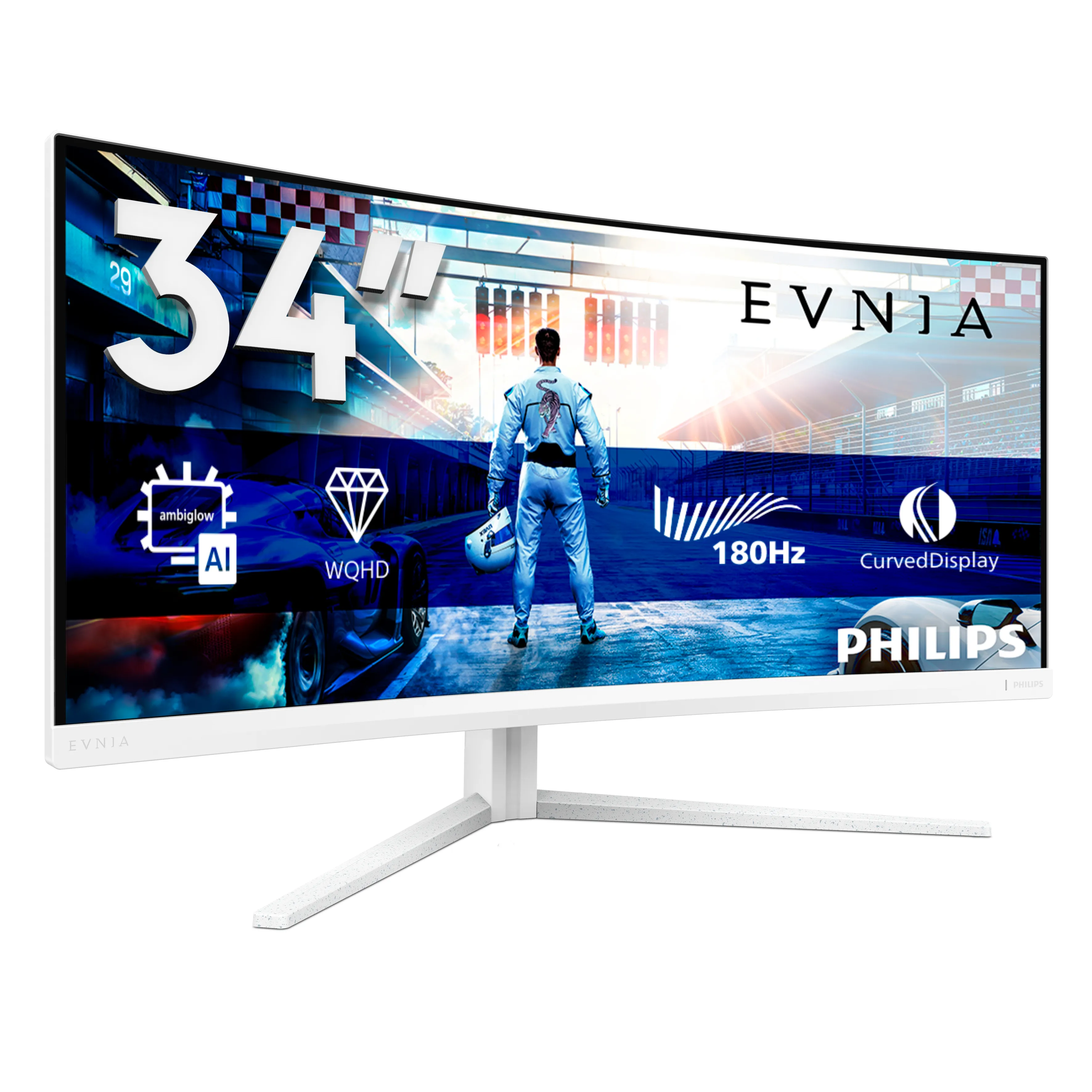 Philips Evnia 34M2C5501A 34" WQHD, Fast VA, HDR 400, 180Hz -kaareva pelin&auml;ytt&ouml;