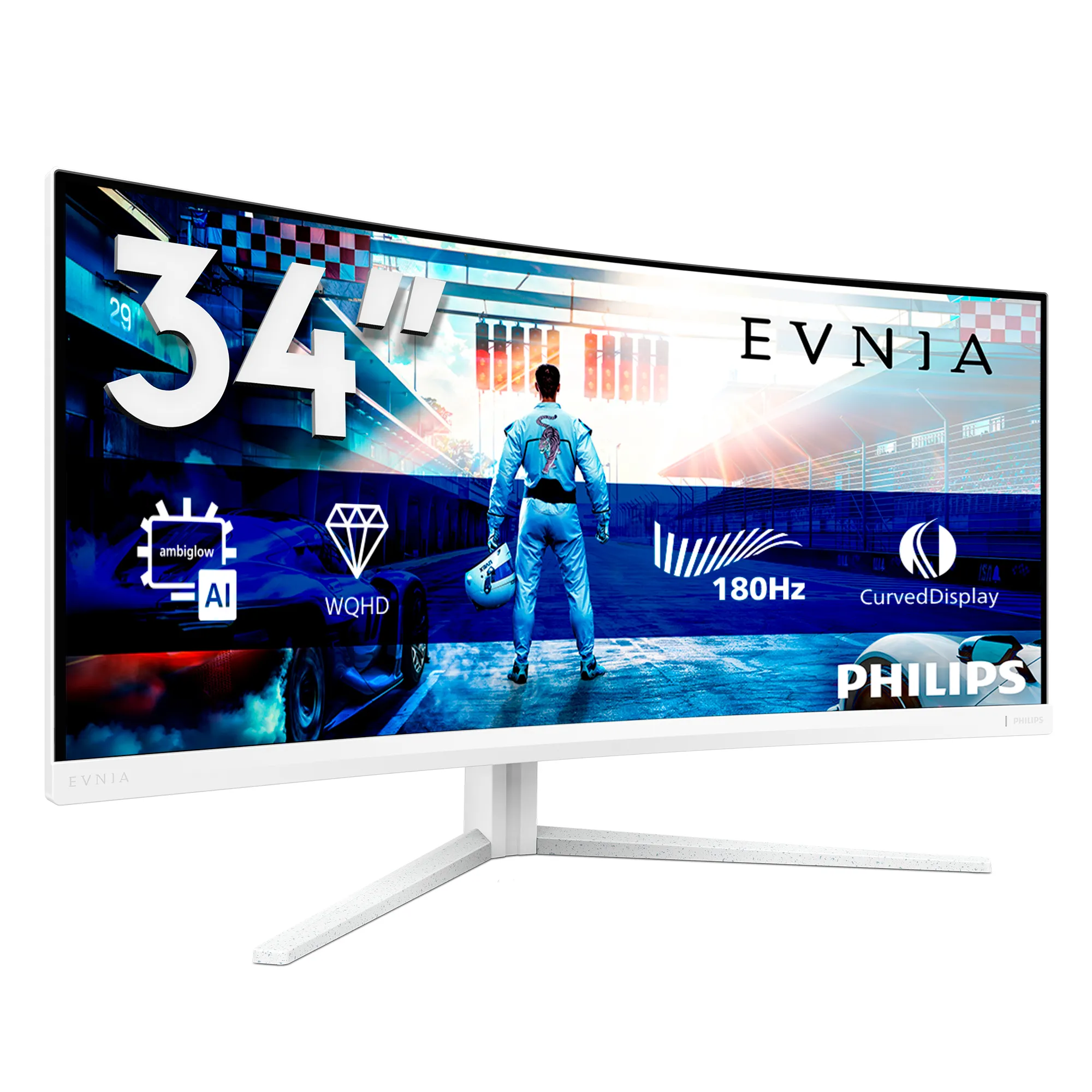 Philips Evnia 34M2C5501A 34" WQHD, Fast VA, HDR 400, 180Hz curved gamingsk&auml;rm