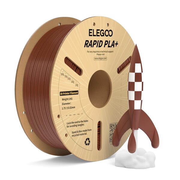 ELEGOO Rapid PLA+ 1.75 mm, 1 kg 3D Printer Filament, Brown
