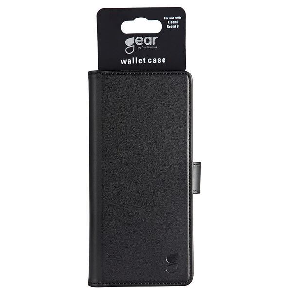 GEAR Wallet, Redmi 9 - plånboksfodral, Svart