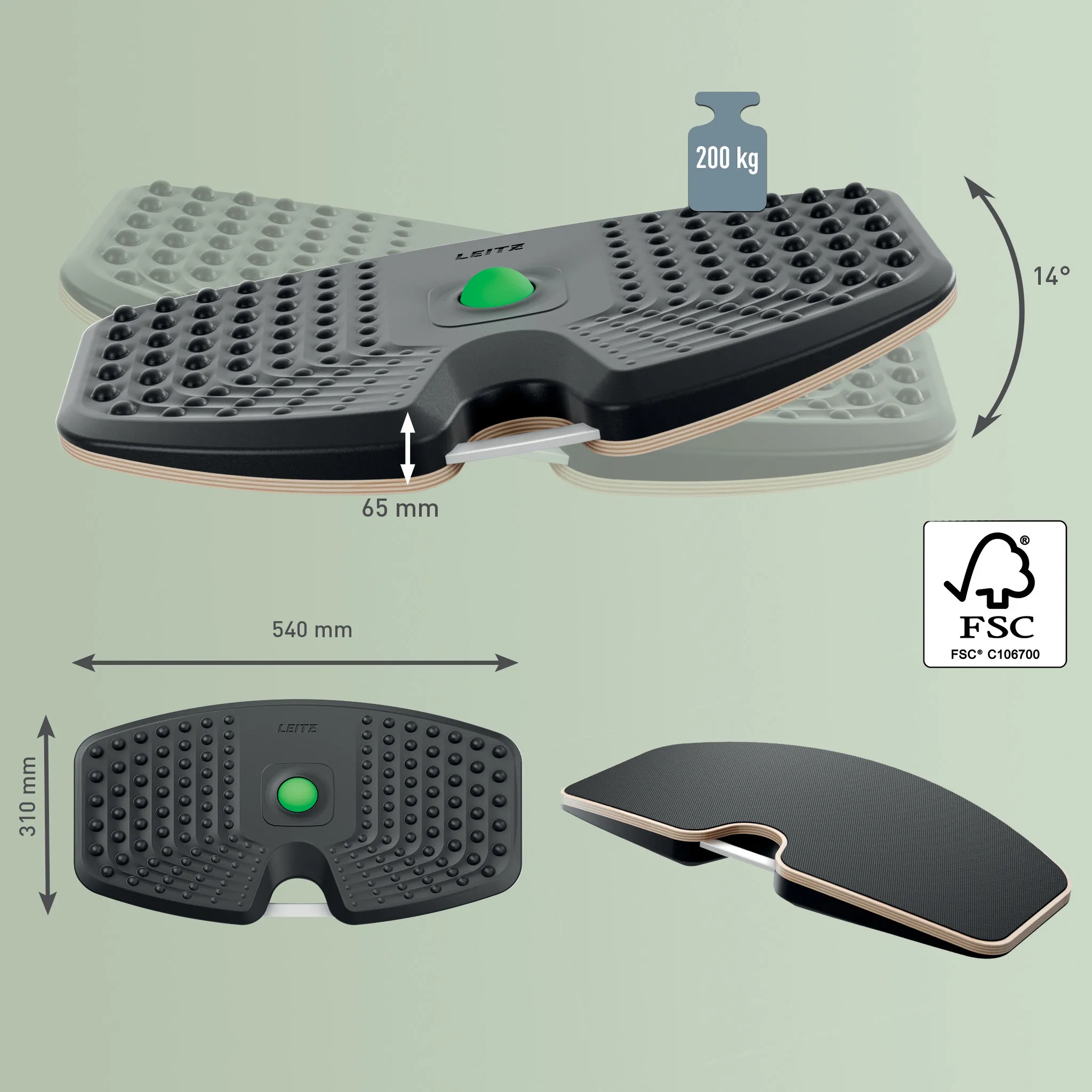 Leitz Ergo - balance board, 54x32cm, Grey