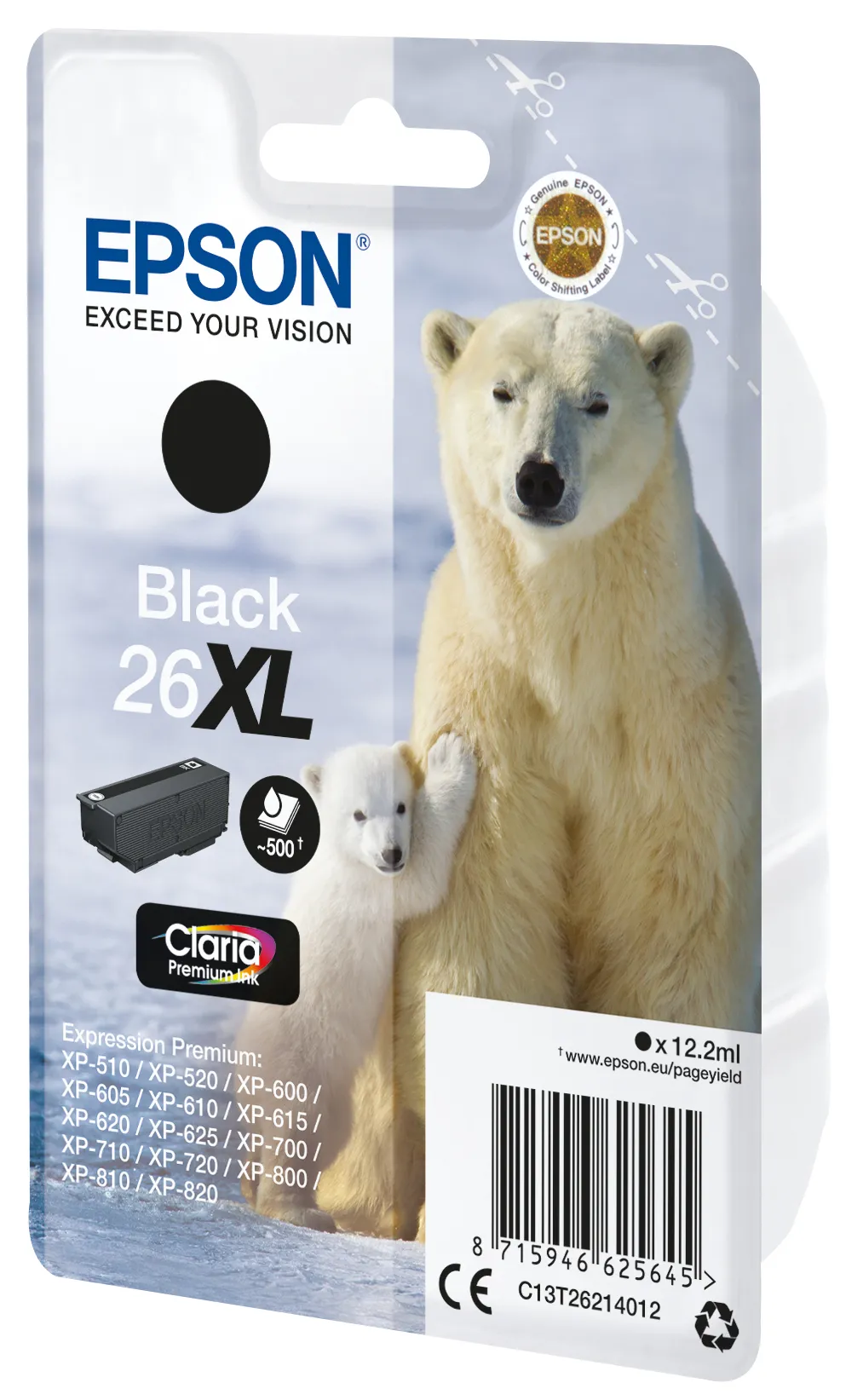Epson 26 XL bl&auml;ckpatron, 12.2 ml, svart