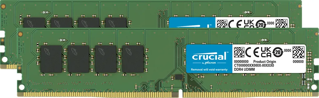 Crucial 64GB (2 x 32GB) DDR4 3200 MHz, CL22 Memory, Green