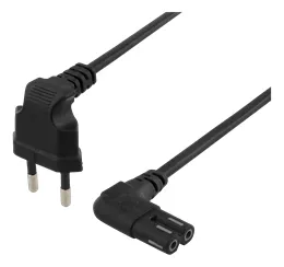 DELTACO maadoittamaton virtakaapeli, 3m, CEE 7/16-IEC60320 C7, musta