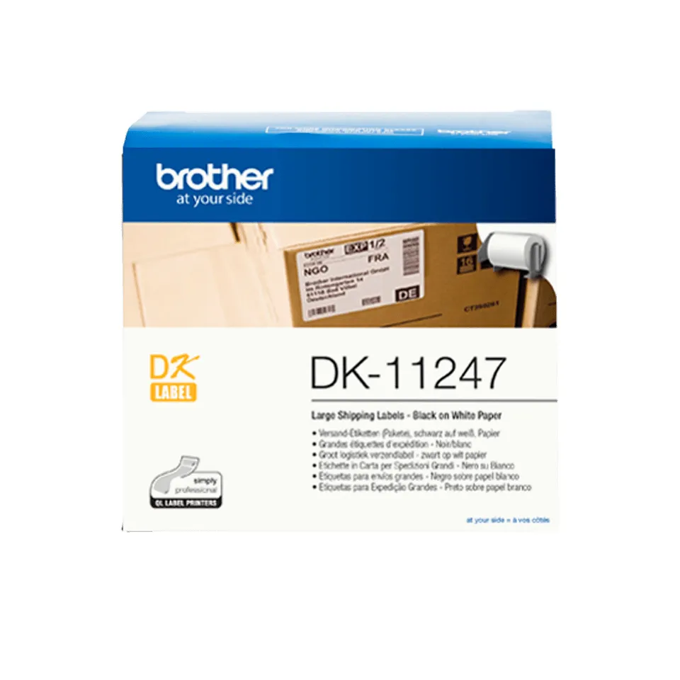 Brother DK-11247 - Musta valkoisella - 103 x 164 mm 180 tarra (tarrat) (1 rulla (rullaa) x 180) tarrat malleihin Brother QL-1050, QL-1100
