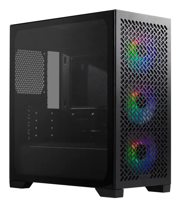 Cooler Master Elite 302 Mini-Tower Case with window and RGB lighting, Black