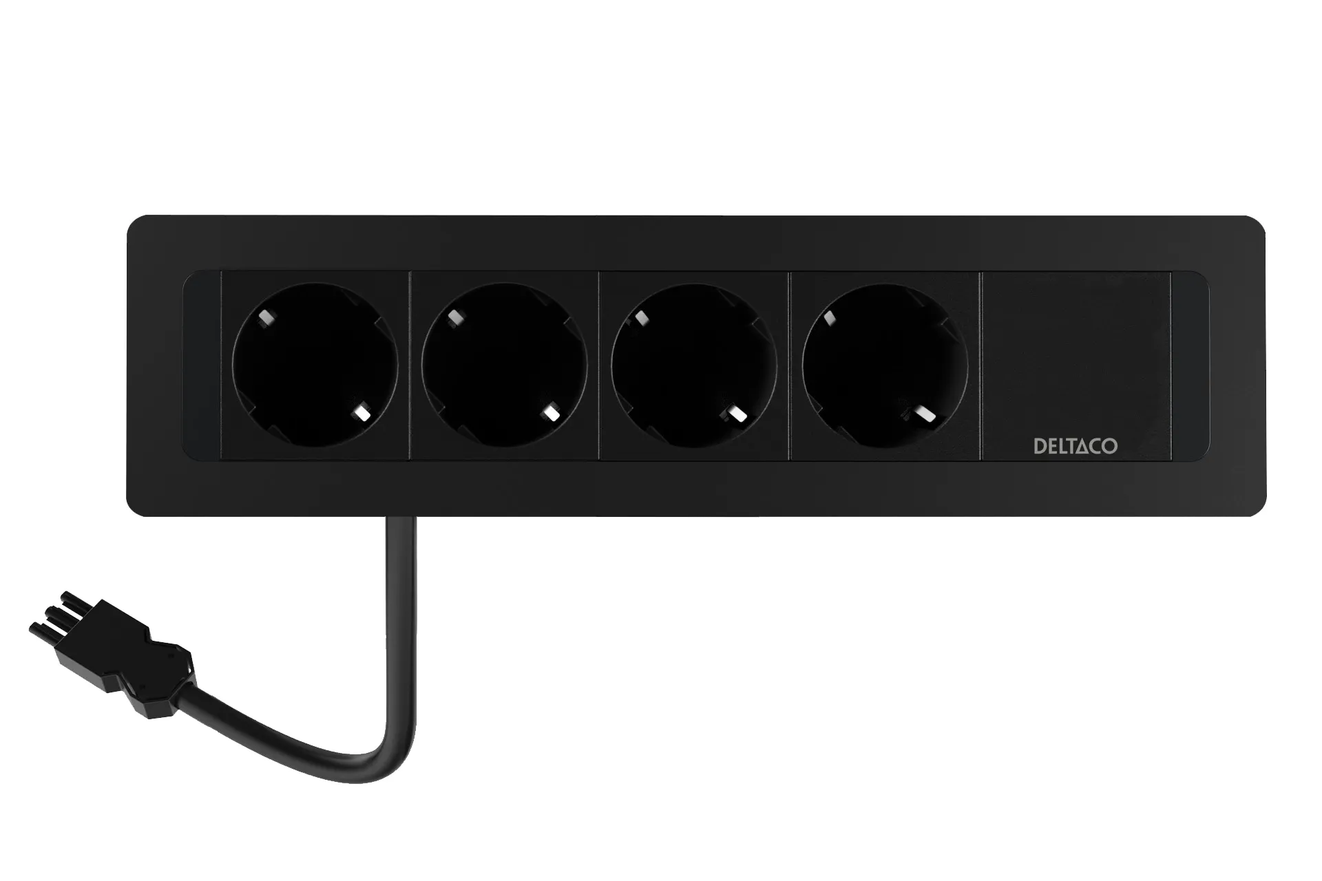 Deltaco Office Recessed Outlet Box, 4 outlets, black