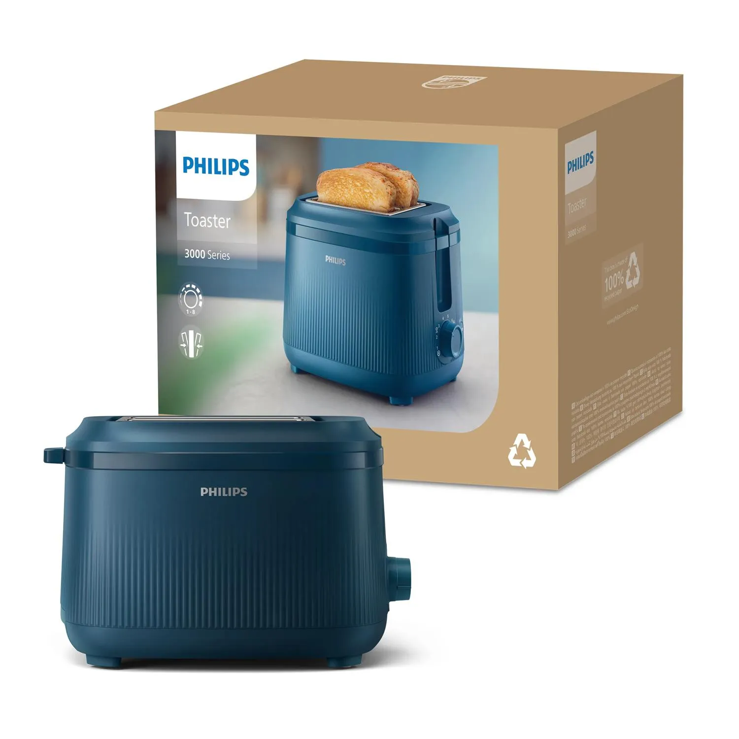 Philips 3000 Series HD2511/70 toaster, 2 slices, Blue