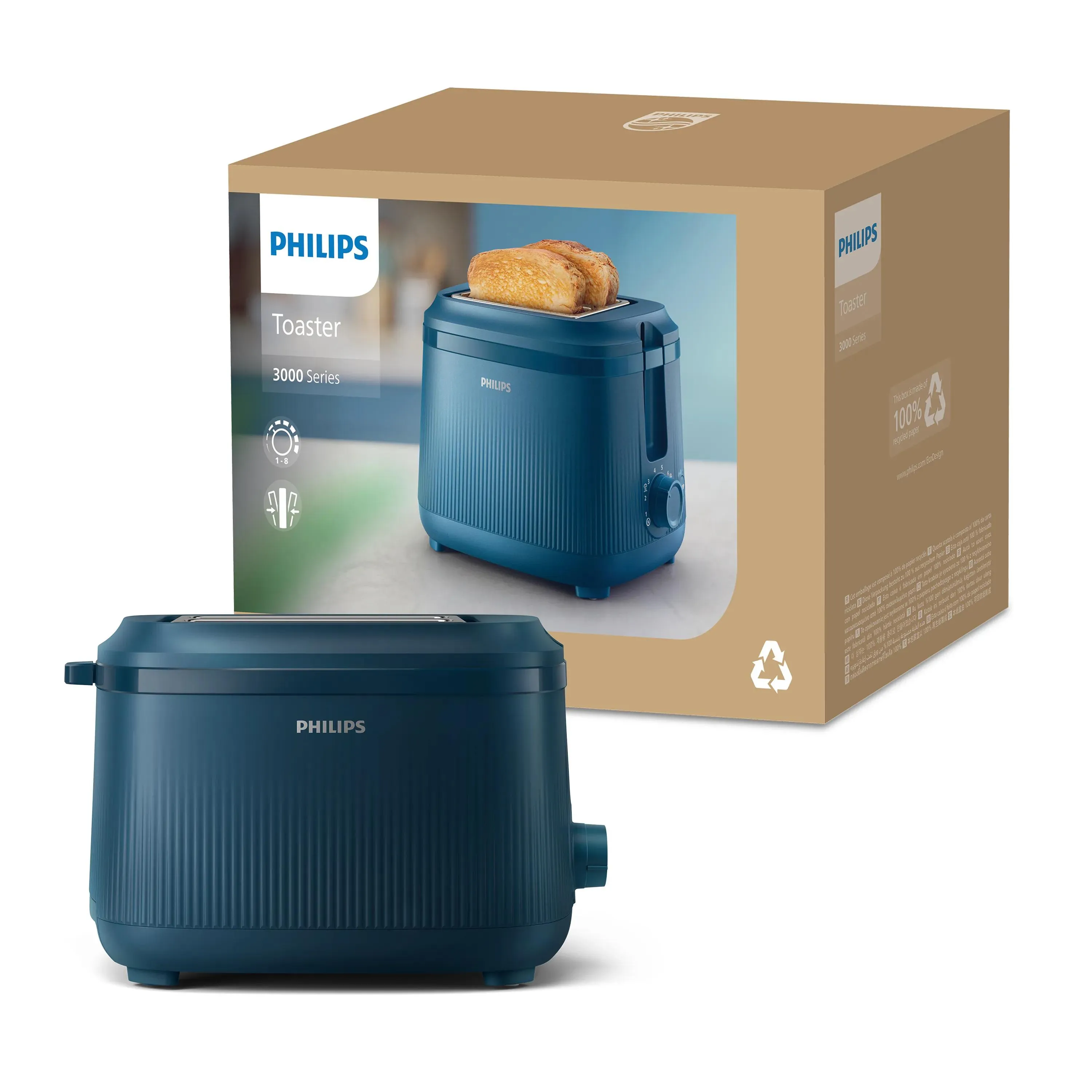 Philips 3000 Series HD2511/70 toaster, 2 slices, Blue