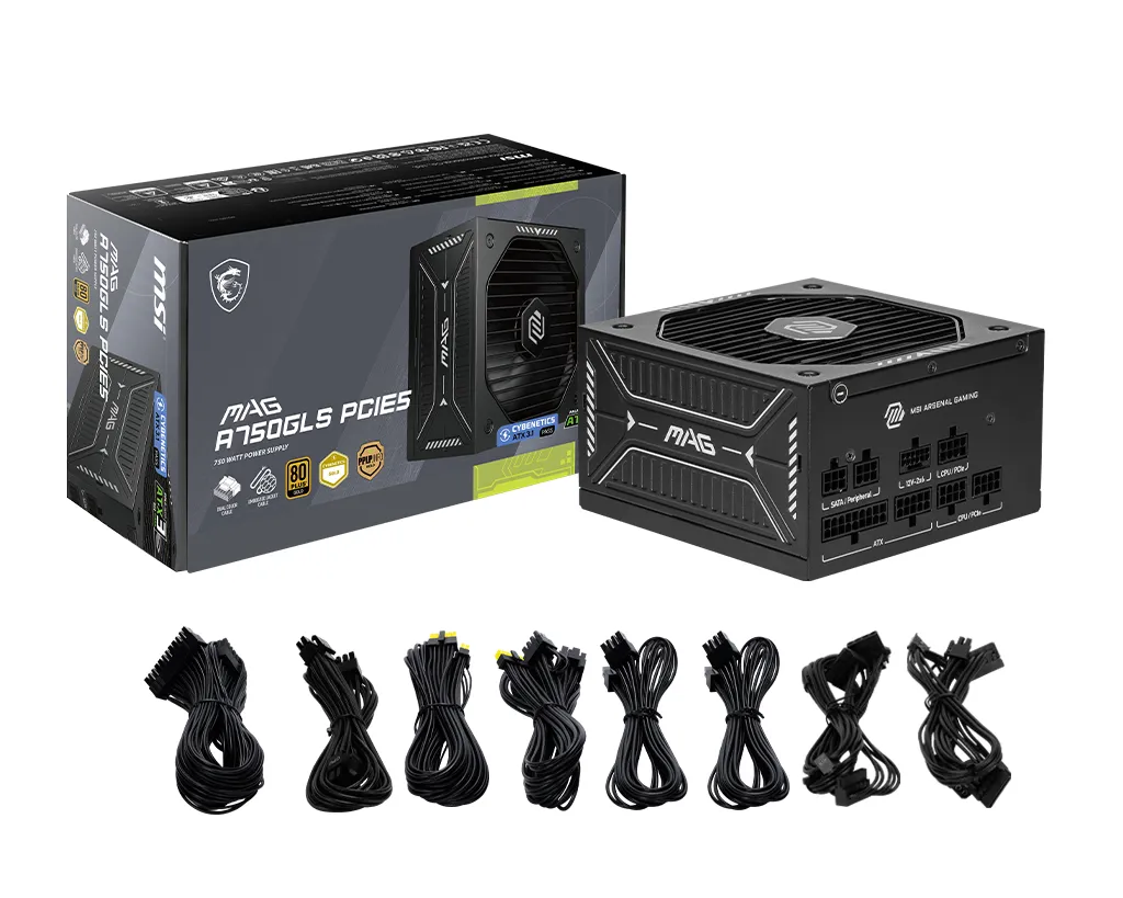 MSI MAG A750GLS PCIE5 750W - PSU, 80 Plus Gold