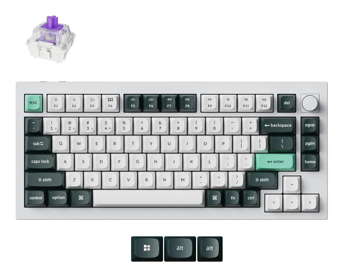 Keychron Q1 HE 75% Knob QMK Gateron 2.0 Magnetic Nebula Switch - wireless keyboard, Shell White