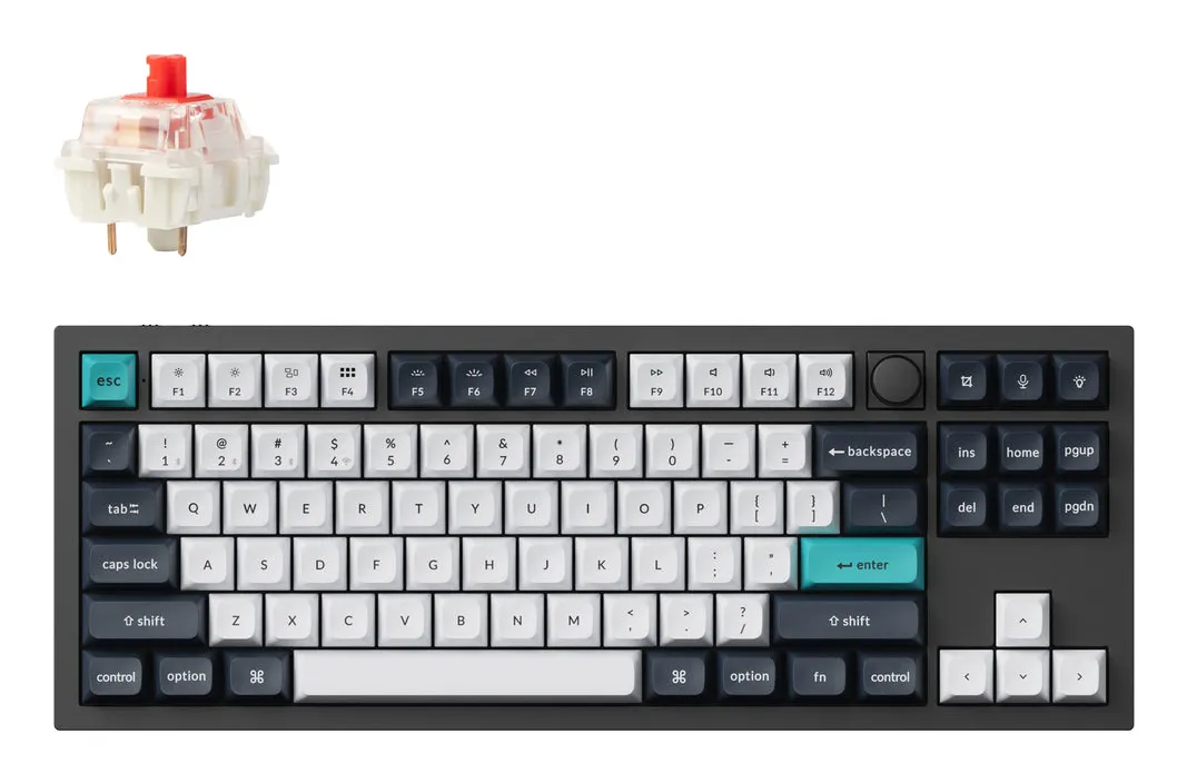 Keychron Q3 MAX 80% Knob QMK/VIA Gateron Jupiter Red Switch - Wireless keyboard, Carbon Black