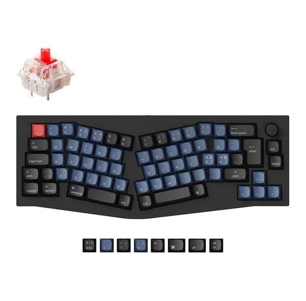 Keychron Q8 65% Alice -mekaaninen ergonominen n&auml;pp&auml;imist&ouml;, Gateron G Pro Red, Carbon Black