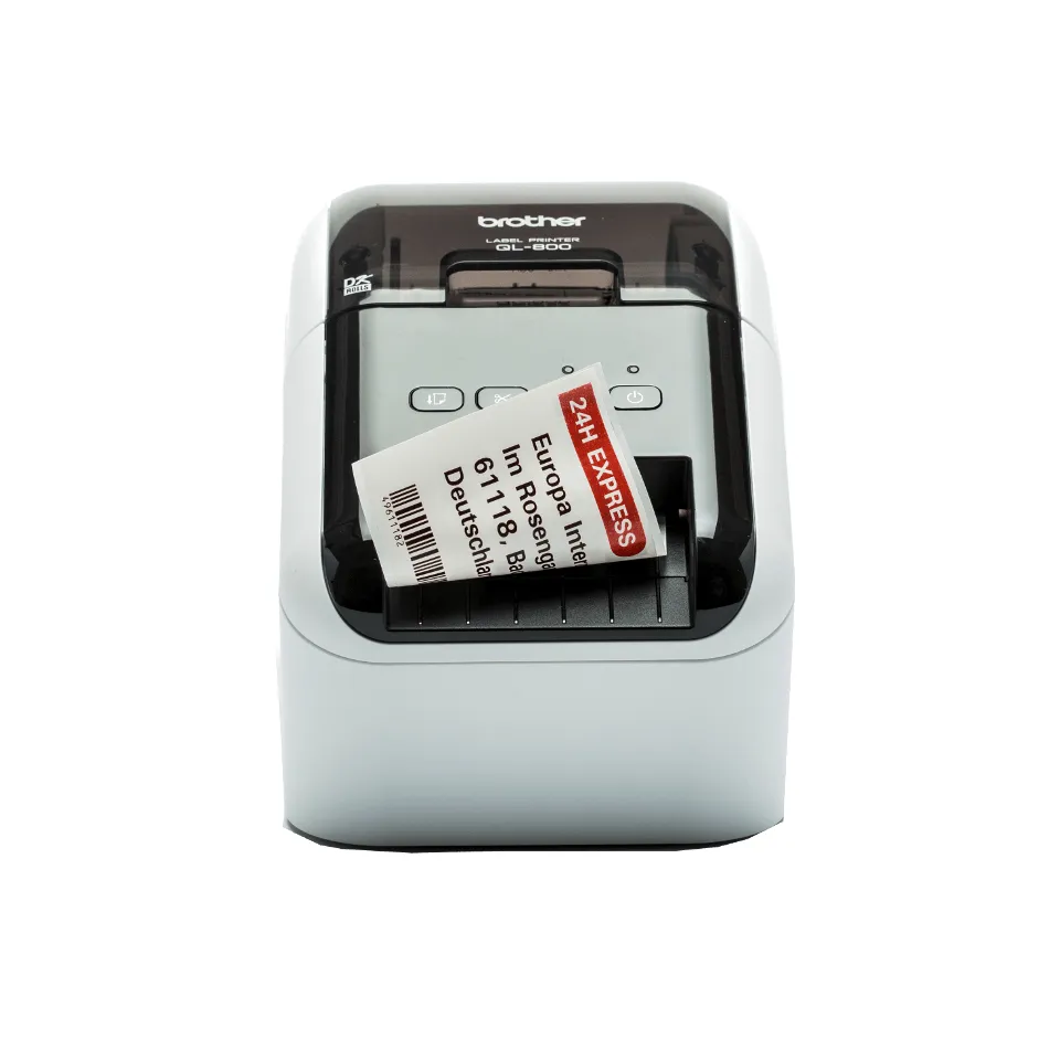 Brother QL-800 - Lipuketulostin - kaksiv&auml;rinen (monokromi) - l&auml;mp&ouml;paperi - Rulla (6,2 cm) - 300 x 600 pistett&auml;/tuuma - jopa 93 tarraa/min - USB 2.0