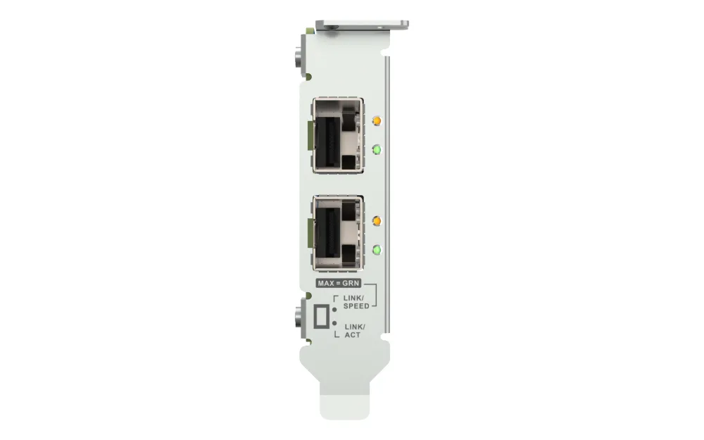 QNAP Dual-port SFP28 25GbE network expansion card low-profile form factor PCIe Gen4 x8