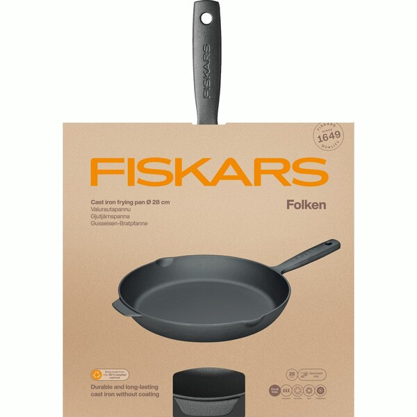 Fiskars Folken Frying Pan, 28 cm, Recycled Cast Iron