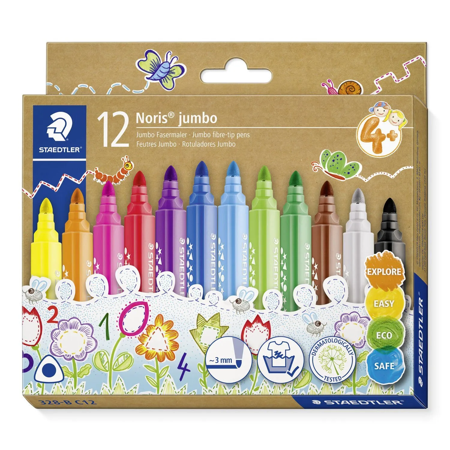 Staedtler Noris Jumbo -kolmikulmainen kuitukärkikynä 12 kpl
